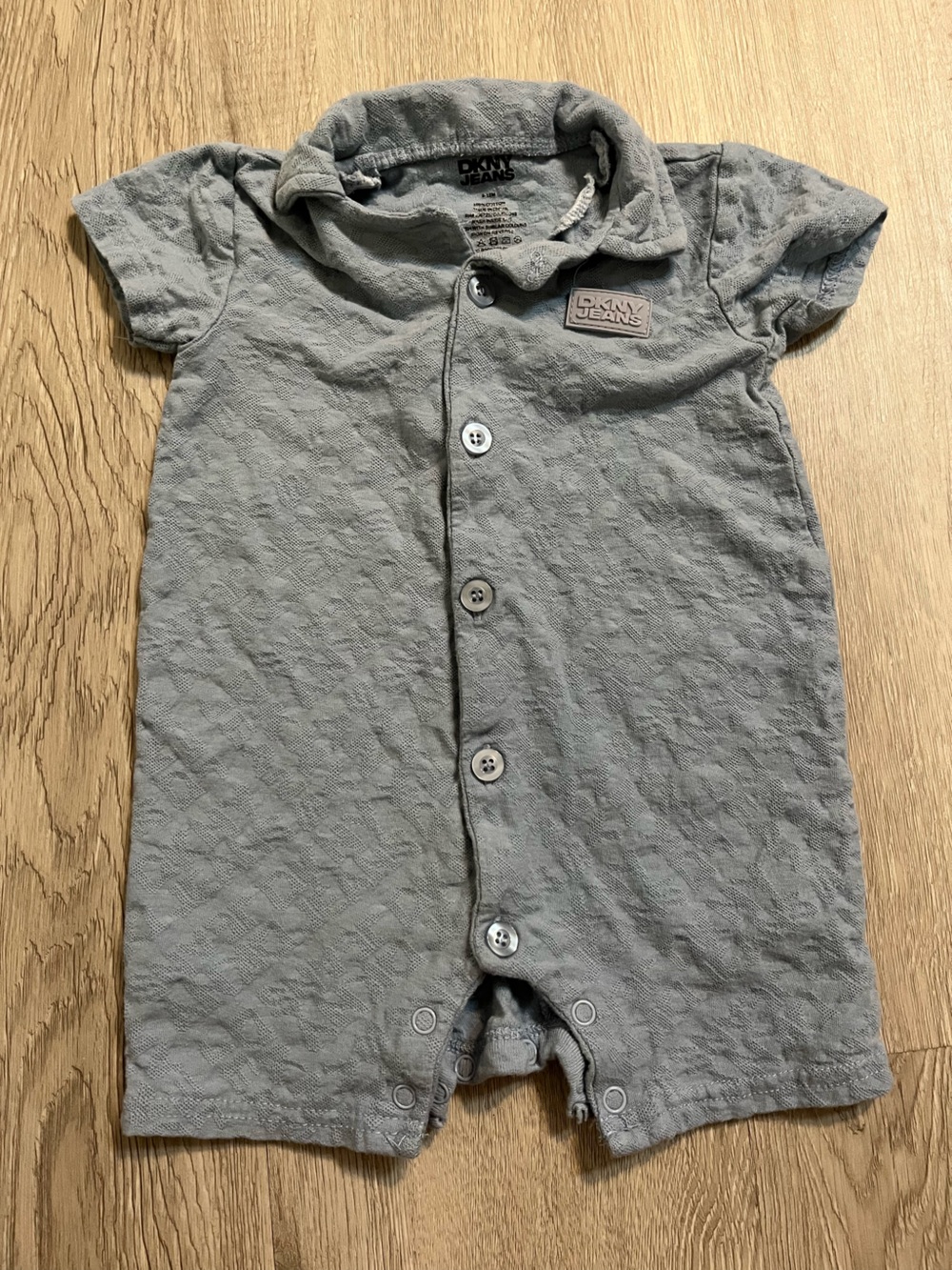 DKNY Light Gray Short-Sleeve Polo One-Piece Bodysuit